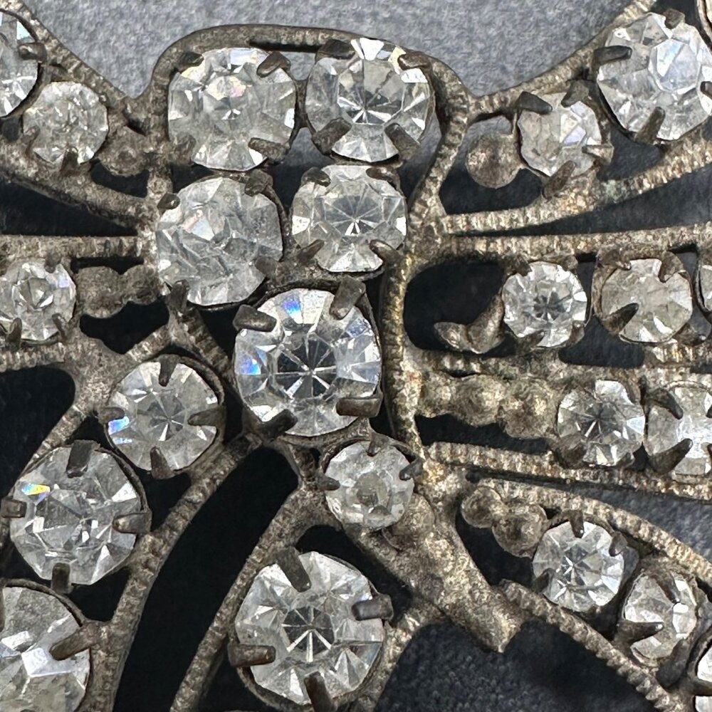Antique Victorian Rhinestone Bow Pendant Hair Accessory Statement Vintage - Picture 5 of 11